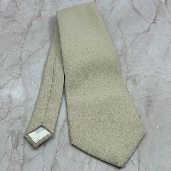 None Other - Retro Men's Monsieur Cravatieur 24 Polyester White Necktie Tie TJ4-T1